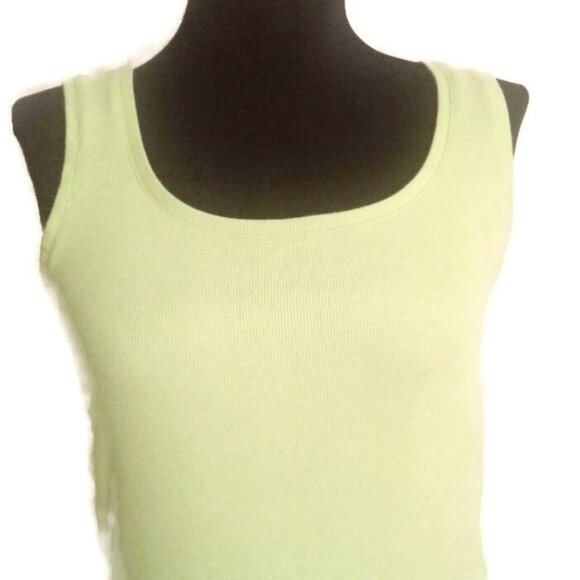 Chicos Size 0 S 4 Tank Top Womens Lime Green Ribbed Sleeveless Stretch Knit Tee - Picture 2 of 8